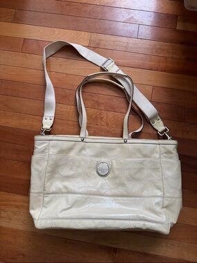 Coach Ivory Leather Tote with Removable Crossbody Strap